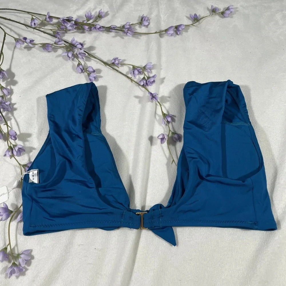 NWT Trina Turk Getaway Front Knot Bikini Top in Dark‎ Teal [size 8 ]